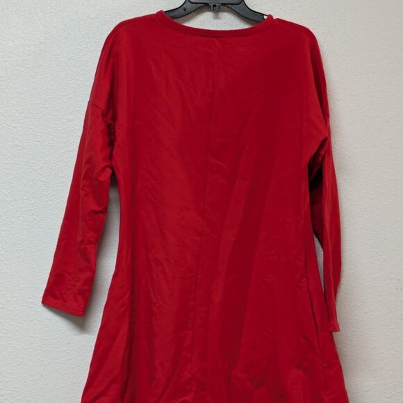 BE WEAR Red Long Sleeves Split-Hem A-line Mini Dress - 2XL/3XL - Picture 3 of 6